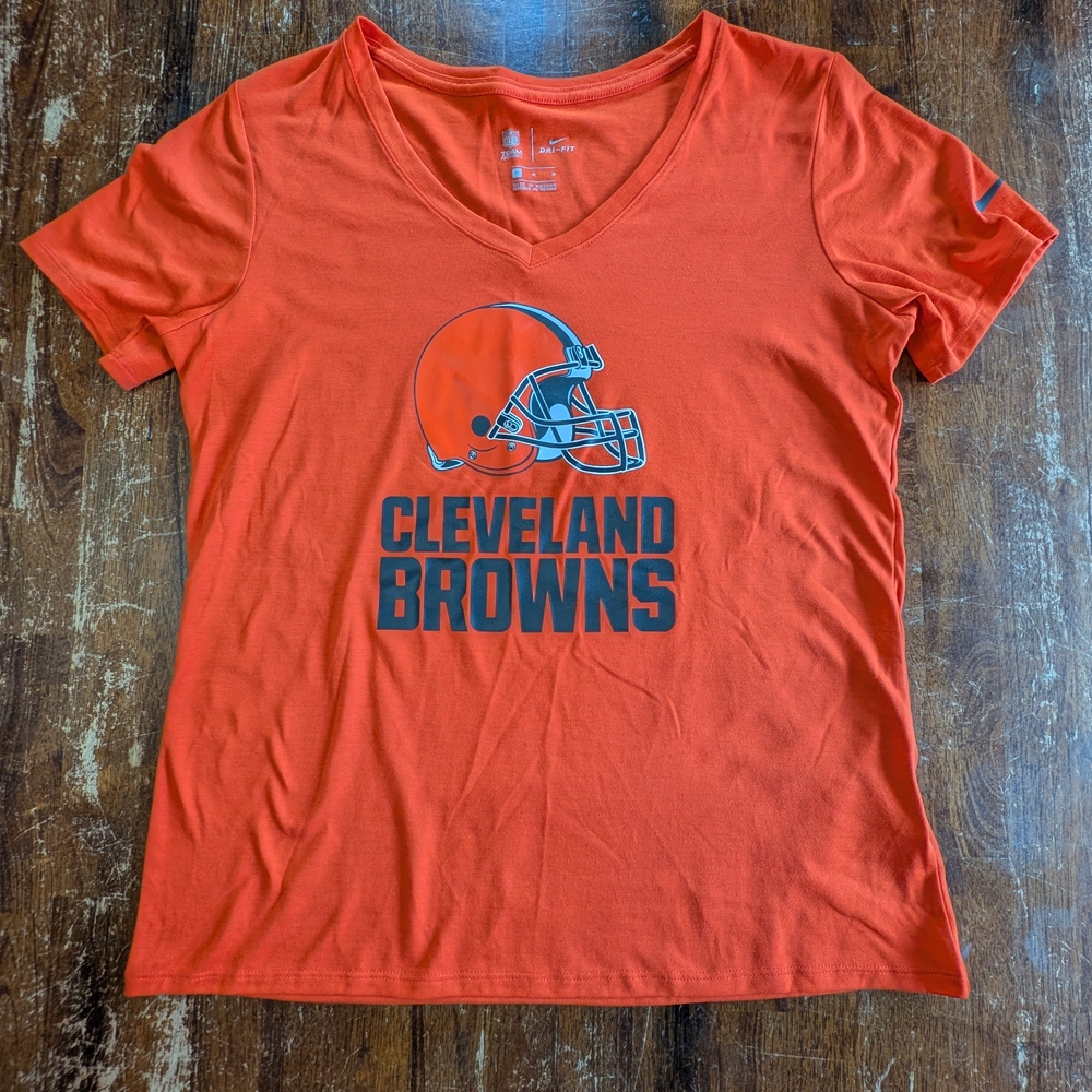 Cleveland Browns Womens Shirt NFL Football Fan Team Apparel Medium Orange Top